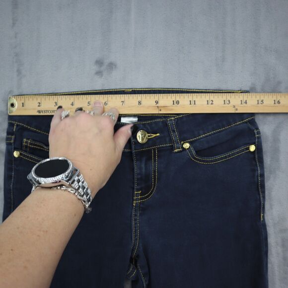 Cache Premium Jeans Womens 2 Black Bootcut Low Rise Button Stretch Denim Pants - Picture 4 of 16